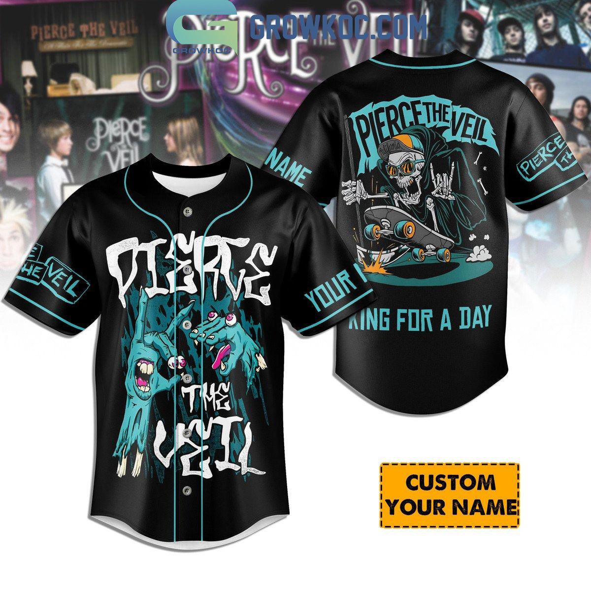 Pierce The Veil King For A Day Personalized Baseball Jersey Unisex T-shirt, Sweatshirt, Hoodie, Long Sleeve Tee - T-Shirt, Sweatshirt, Hoodie