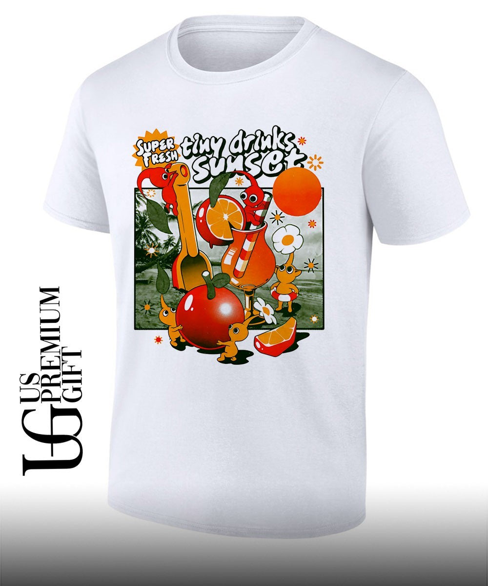 Pikmin Super Fresh Tiny Drinks Sunset shirt Unisex T-shirt, Sweatshirt, Hoodie, Long Sleeve Tee - T-Shirt, Sweatshirt, Hoodie