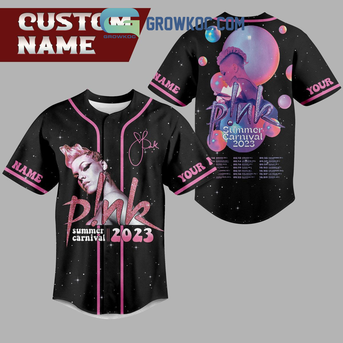 Pink Summer Carnival 2023 Personalized Black Design Baseball Jersey Unisex T-shirt, Sweatshirt, Hoodie, Long Sleeve Tee - T-Shirt, Sweatshirt, Hoodie