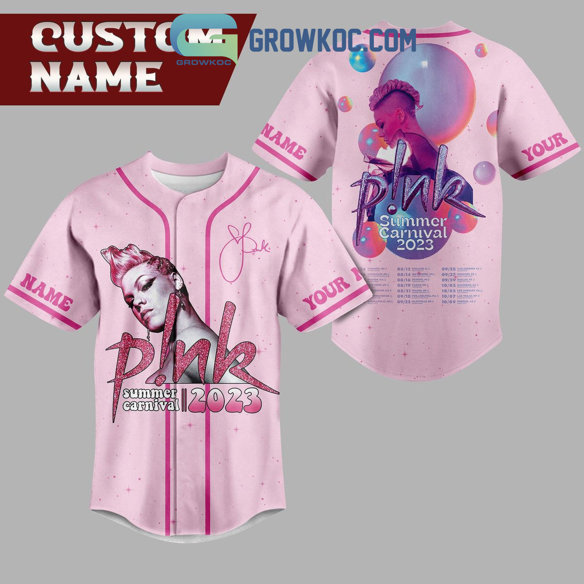 Pink Summer Carnival 2023 Personalized Pink Design Baseball Jersey Unisex T-shirt, Sweatshirt, Hoodie, Long Sleeve Tee - T-Shirt, Sweatshirt, Hoodie