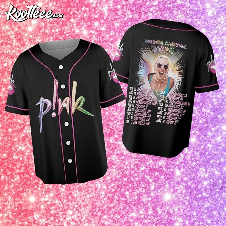 Pink Summer Carnival 2024 Tour Baseball Jersey Unisex T-shirt, Sweatshirt, Hoodie, Long Sleeve Tee - T-Shirt, Sweatshirt, Hoodie