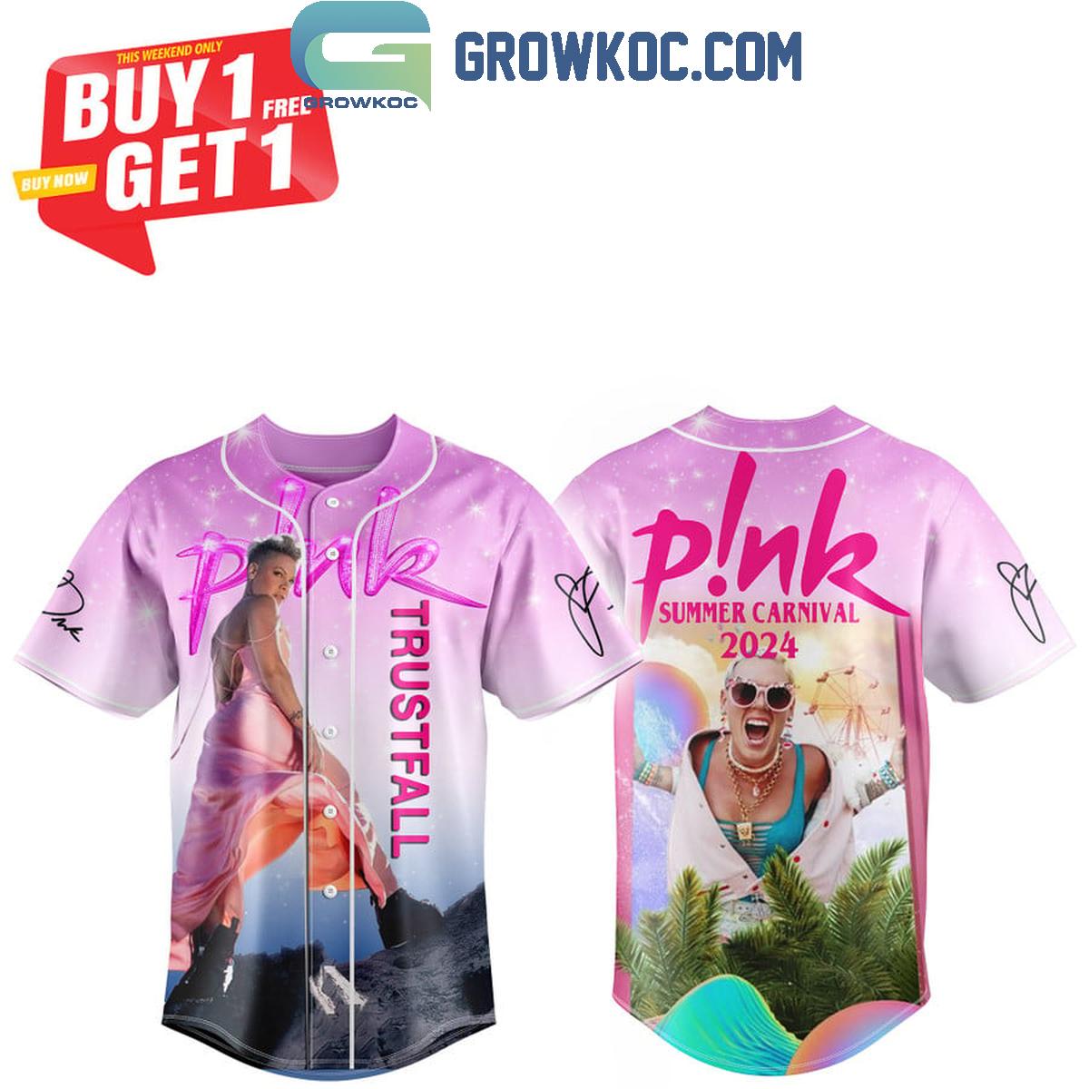 Pink Summer Carnival Loyal Personalized Baseball Jersey Unisex T-shirt, Sweatshirt, Hoodie, Long Sleeve Tee - T-Shirt, Sweatshirt, Hoodie