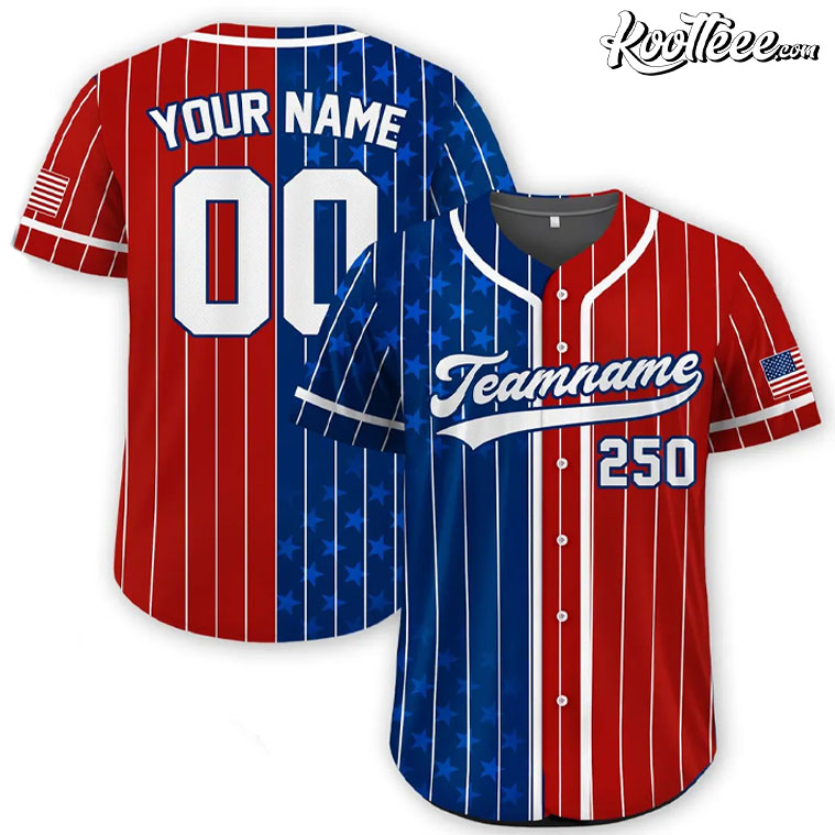 Pinstripe 250th America Anniversary 4th Of July Custom Baseball Jersey Unisex T-shirt, Sweatshirt, Hoodie, Long Sleeve Tee - T-Shirt, Sweatshirt, Hoodie