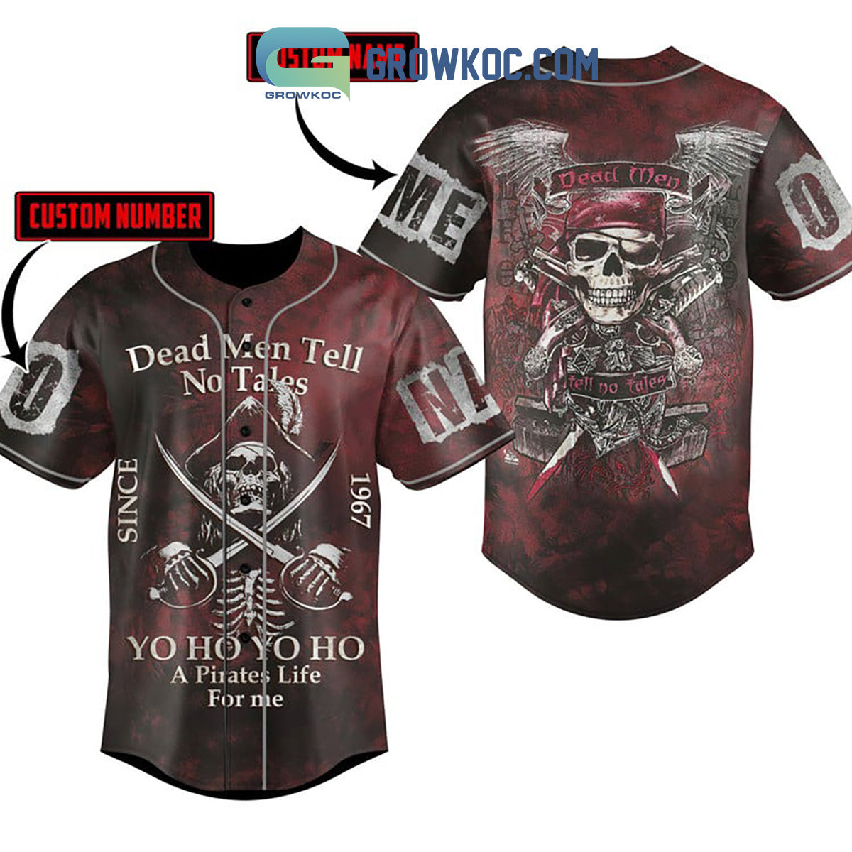 Pirates of the Caribbean Dead Men Tell No Tales Personalized Baseball Jersey Unisex T-shirt, Sweatshirt, Hoodie, Long Sleeve Tee - T-Shirt, Sweatshirt, Hoodie