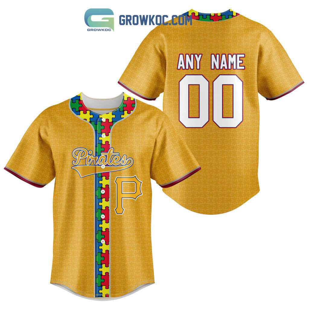 Pittsburgh Pirates MLB Fearless Against Autism Personalized Baseball Jersey Unisex T-shirt, Sweatshirt, Hoodie, Long Sleeve Tee - T-Shirt, Sweatshirt, Hoodie