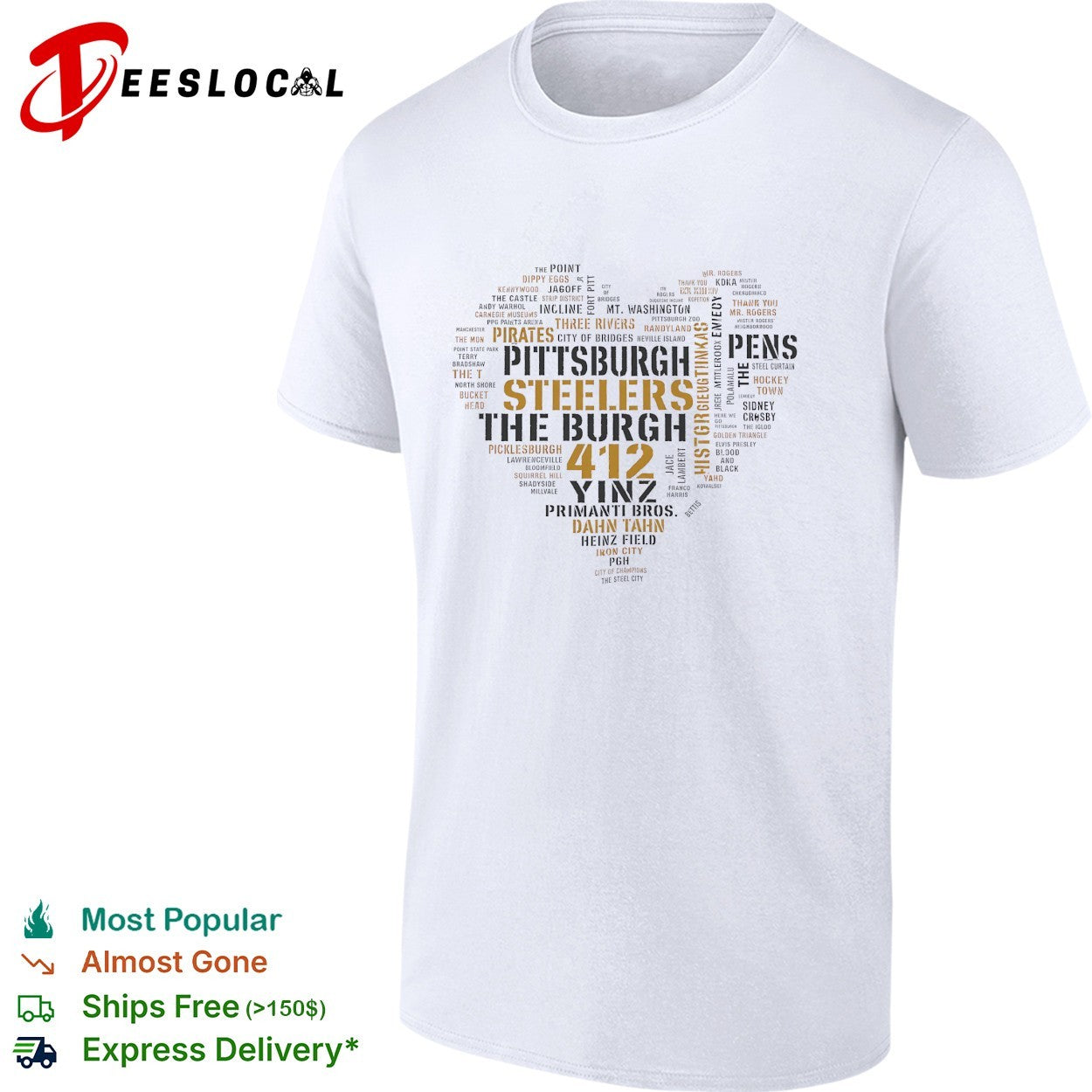 Pittsburgh heart word cloud shirt Unisex T-shirt, Sweatshirt, Hoodie, Long Sleeve Tee - T-Shirt, Sweatshirt, Hoodie