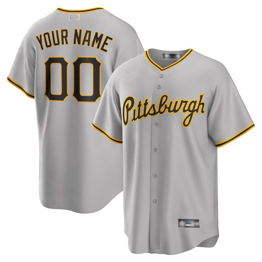 Custom Pittsburgh Pirates Gray Road Custom Replica Jersey Baseball Jerseys baseball jersey product view 1