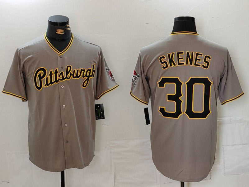Pittsburgh Pirates #30 Paul Skenes Grey Stitched Baseball Jersey baseball jersey product view 1