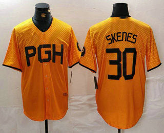 Pittsburgh Pirates #30 Paul Skenes Yellow 2023 City Connect Stitched Baseball Jersey baseball jersey product view 1