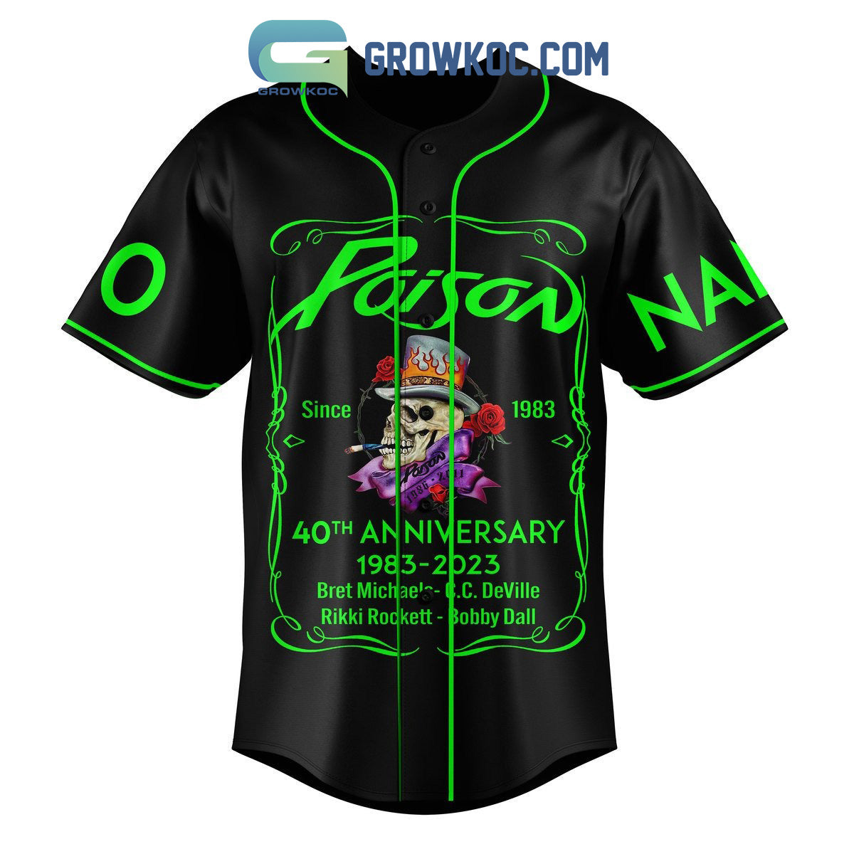 Poison 40th Anniversary 1983 2023 Memories Personalized Baseball Jersey Unisex T-shirt, Sweatshirt, Hoodie, Long Sleeve Tee - T-Shirt, Sweatshirt, Hoodie