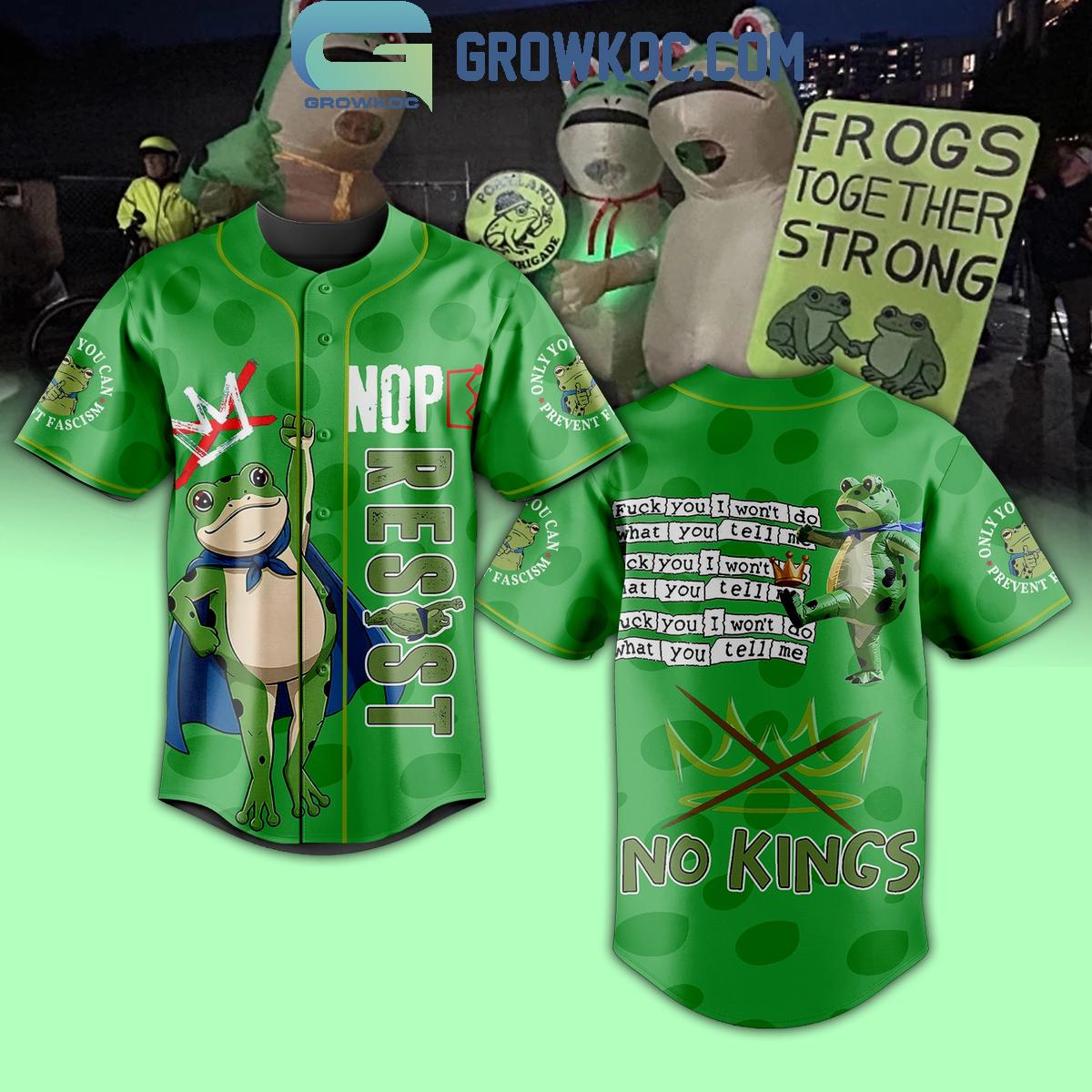 Portland Frog Resist No King Baseball Jersey Unisex T-shirt, Sweatshirt, Hoodie, Long Sleeve Tee - T-Shirt, Sweatshirt, Hoodie