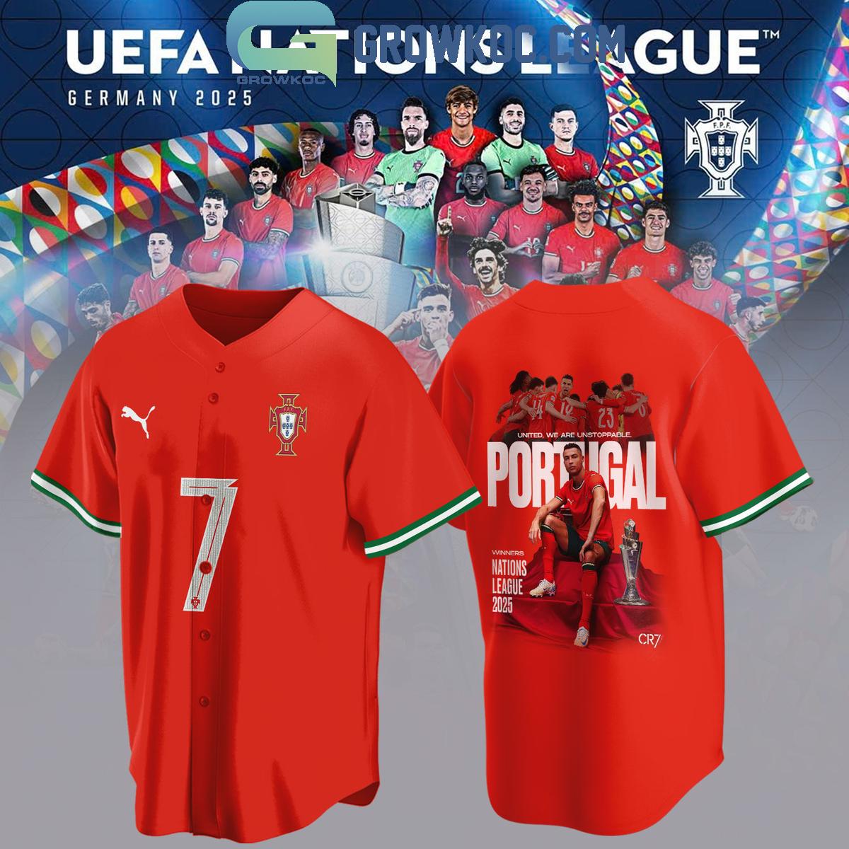 Portugal Champions UEFA Nations League 2025 Baseball Jersey Unisex T-shirt, Sweatshirt, Hoodie, Long Sleeve Tee - T-Shirt, Sweatshirt, Hoodie