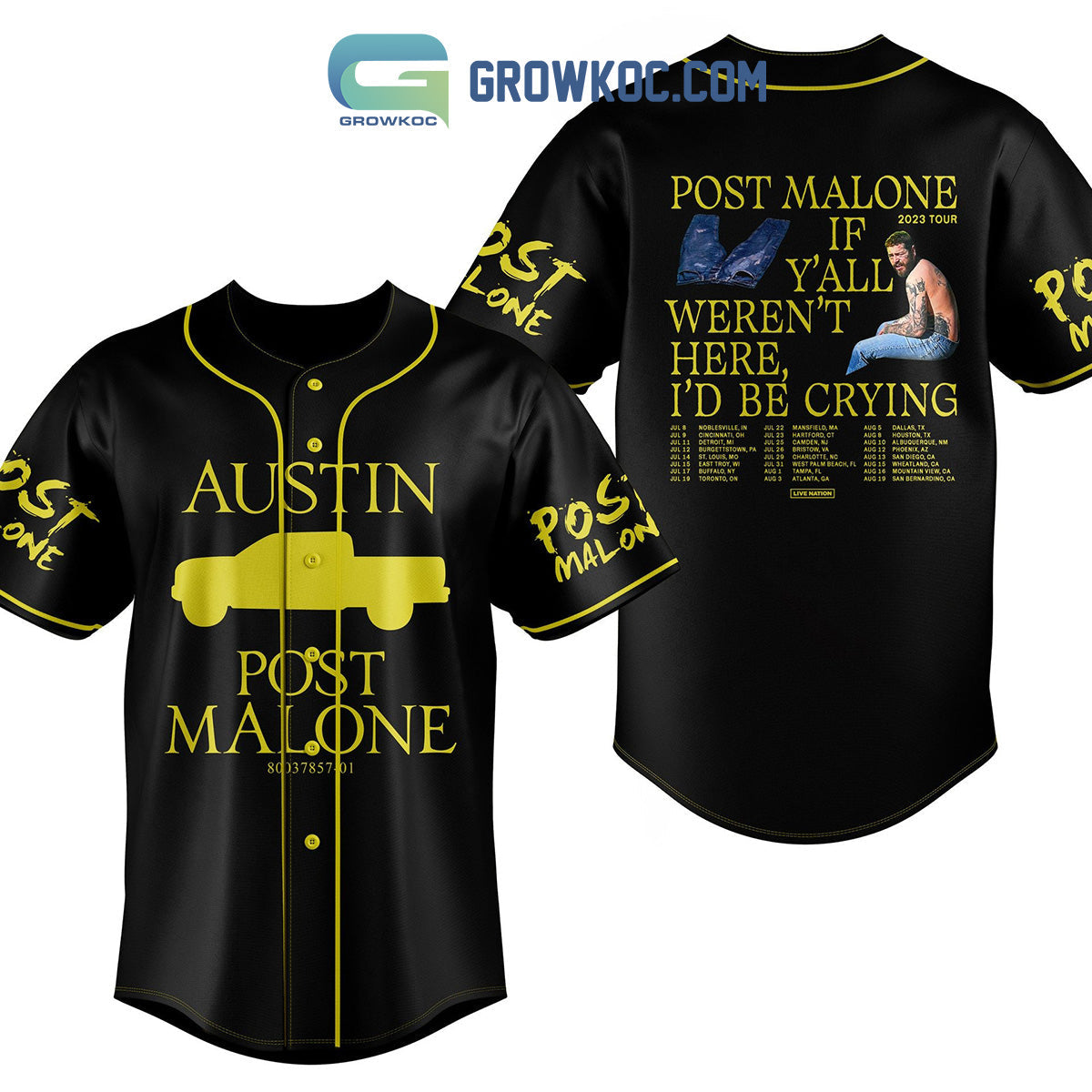 Post Malone Austin Id Be Crying Personalized Baseball Jersey Unisex T-shirt, Sweatshirt, Hoodie, Long Sleeve Tee - T-Shirt, Sweatshirt, Hoodie