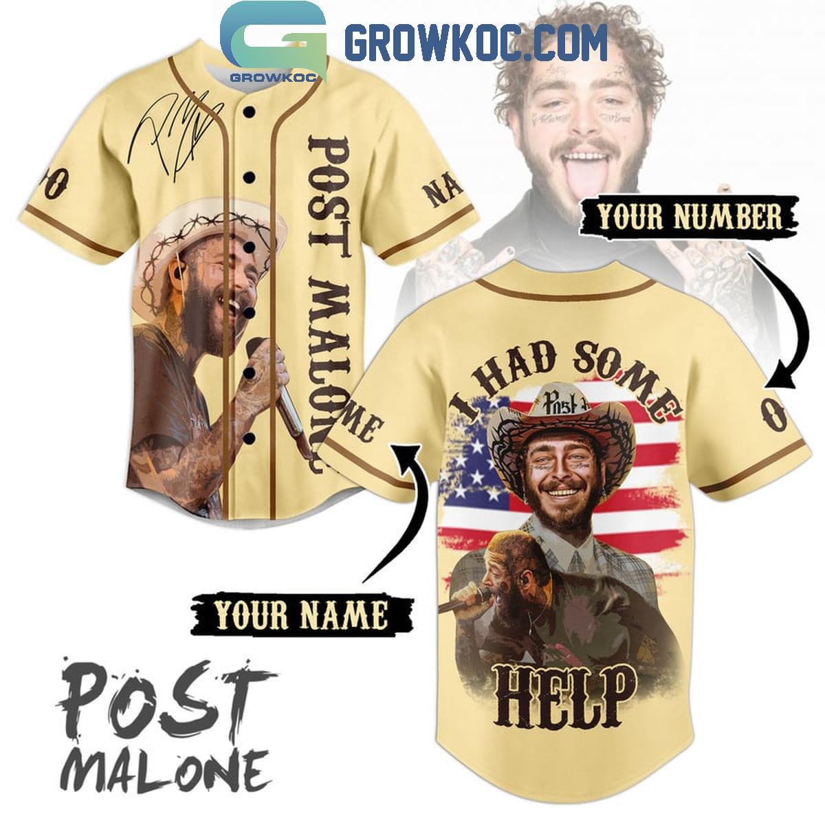 Post Malone Poets I Had Some Help Personalized Baseball Jersey Unisex T-shirt, Sweatshirt, Hoodie, Long Sleeve Tee - T-Shirt, Sweatshirt, Hoodie