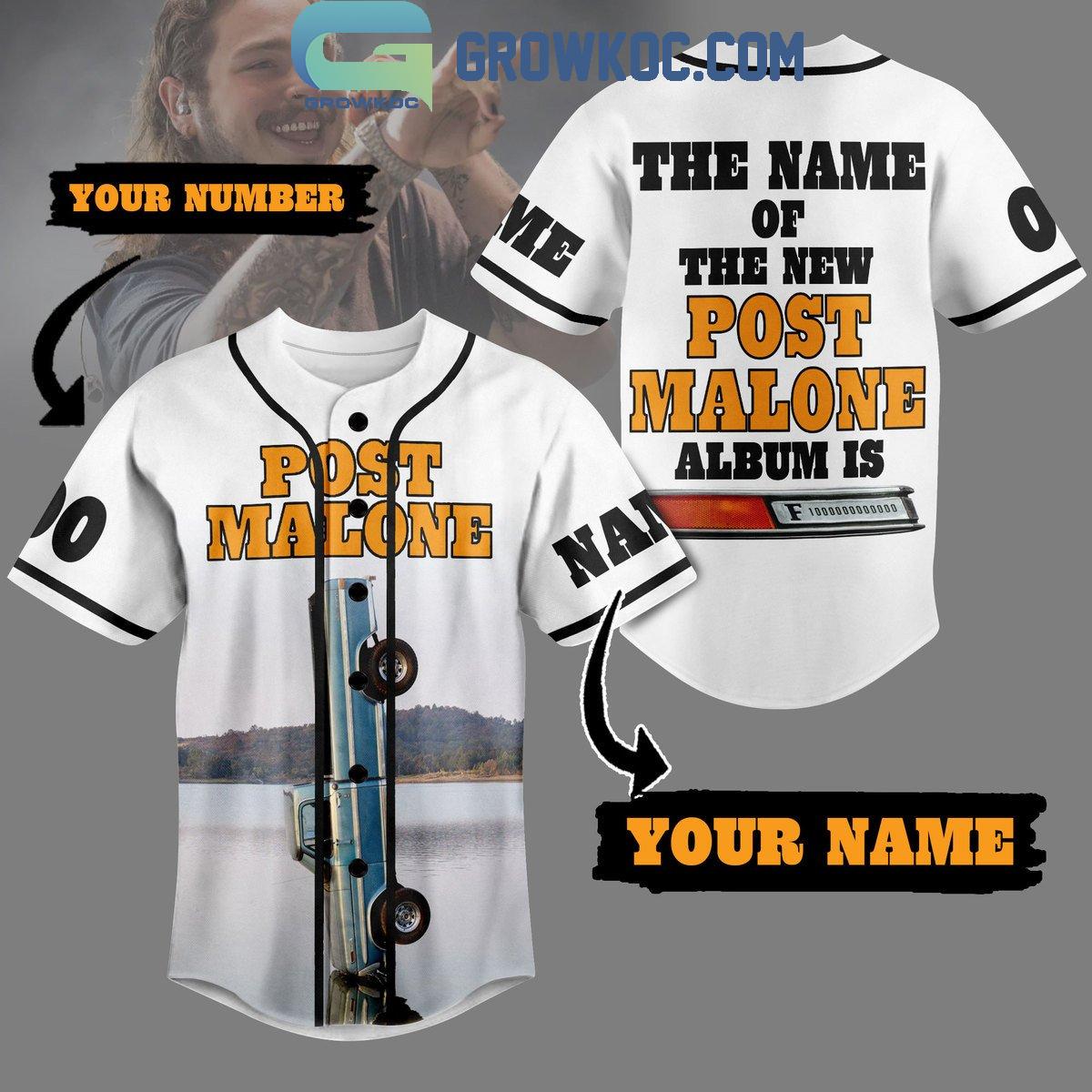 Post Malone The New Album Is F-1 Trillion Personalized Baseball Jersey Unisex T-shirt, Sweatshirt, Hoodie, Long Sleeve Tee - T-Shirt, Sweatshirt, Hoodie
