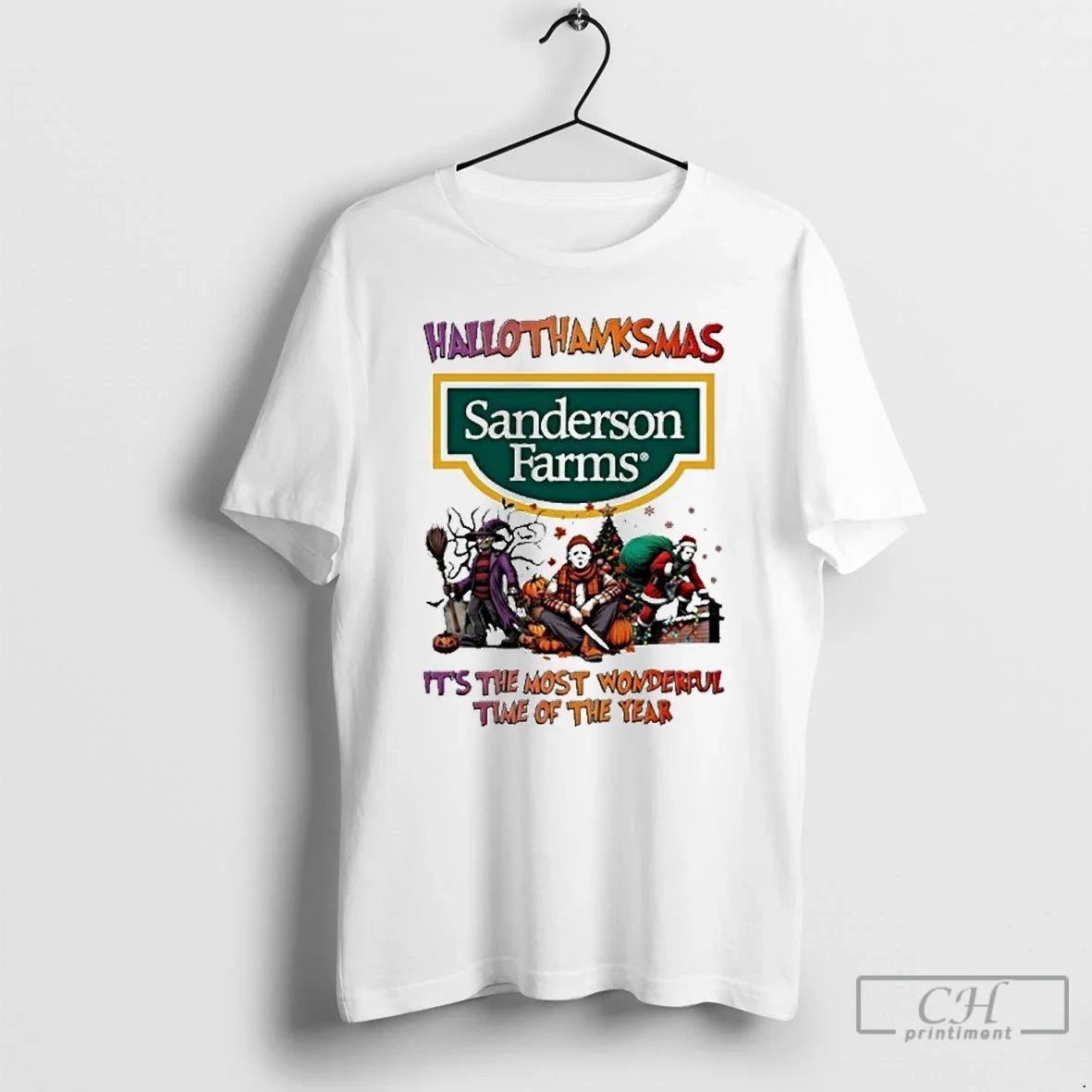 2025 Sanderson Farms Logo Hallothanksmas Horror Film Most Time T-Shirts, Hoodie, Sweatshirt - T-Shirt, Sweatshirt, Hoodie