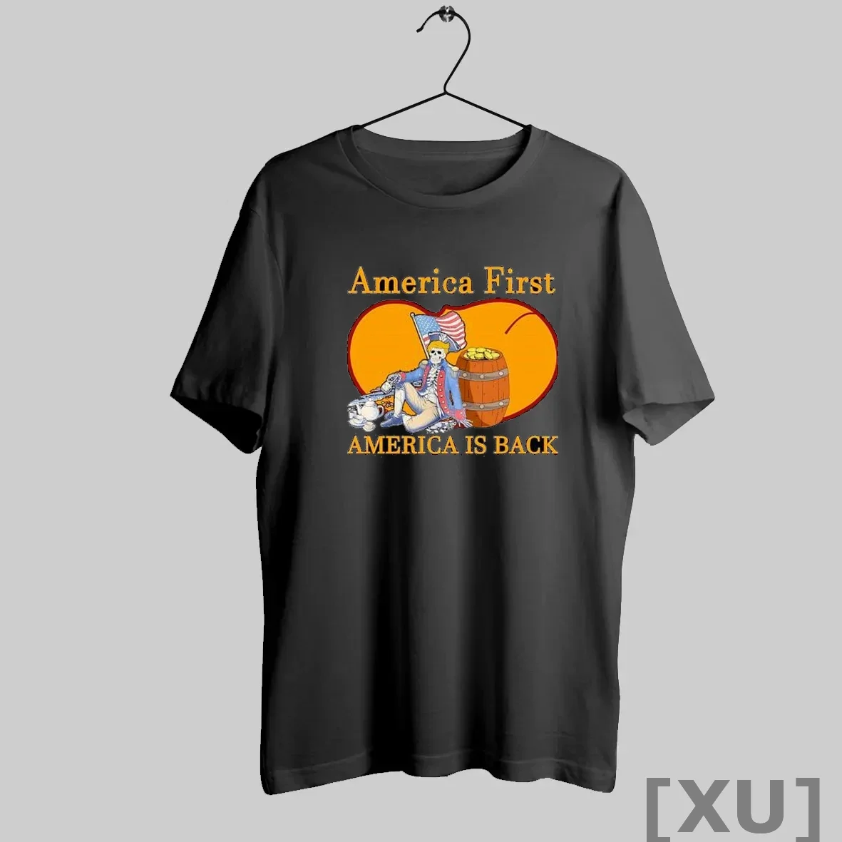 America First America Is Back Skeleton Patriot Sitting T-Shirts, Hoodie, Sweatshirt - T-Shirt, Sweatshirt, Hoodie