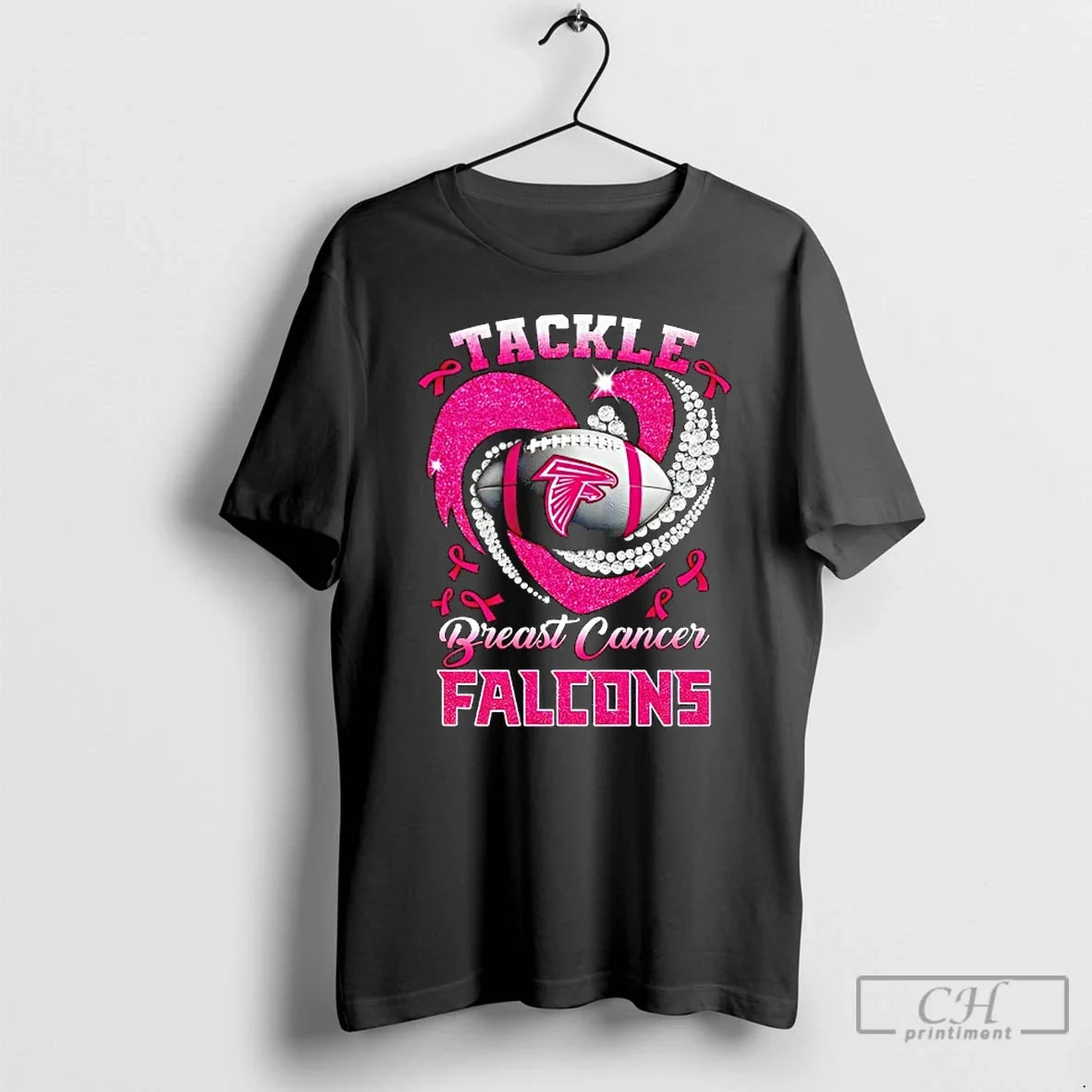 Atlanta Falcons Breast Cancer Awareness Tackle Heart T-Shirts, Hoodie, Sweatshirt - T-Shirt, Sweatshirt, Hoodie