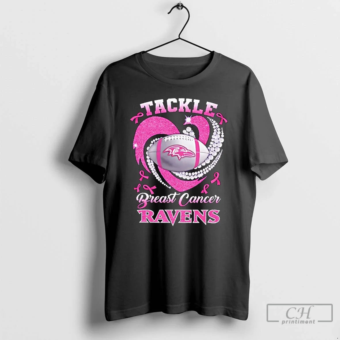 Baltimore Ravens Breast Cancer Awareness Tackle Heart T-Shirts, Hoodie, Sweatshirt - T-Shirt, Sweatshirt, Hoodie