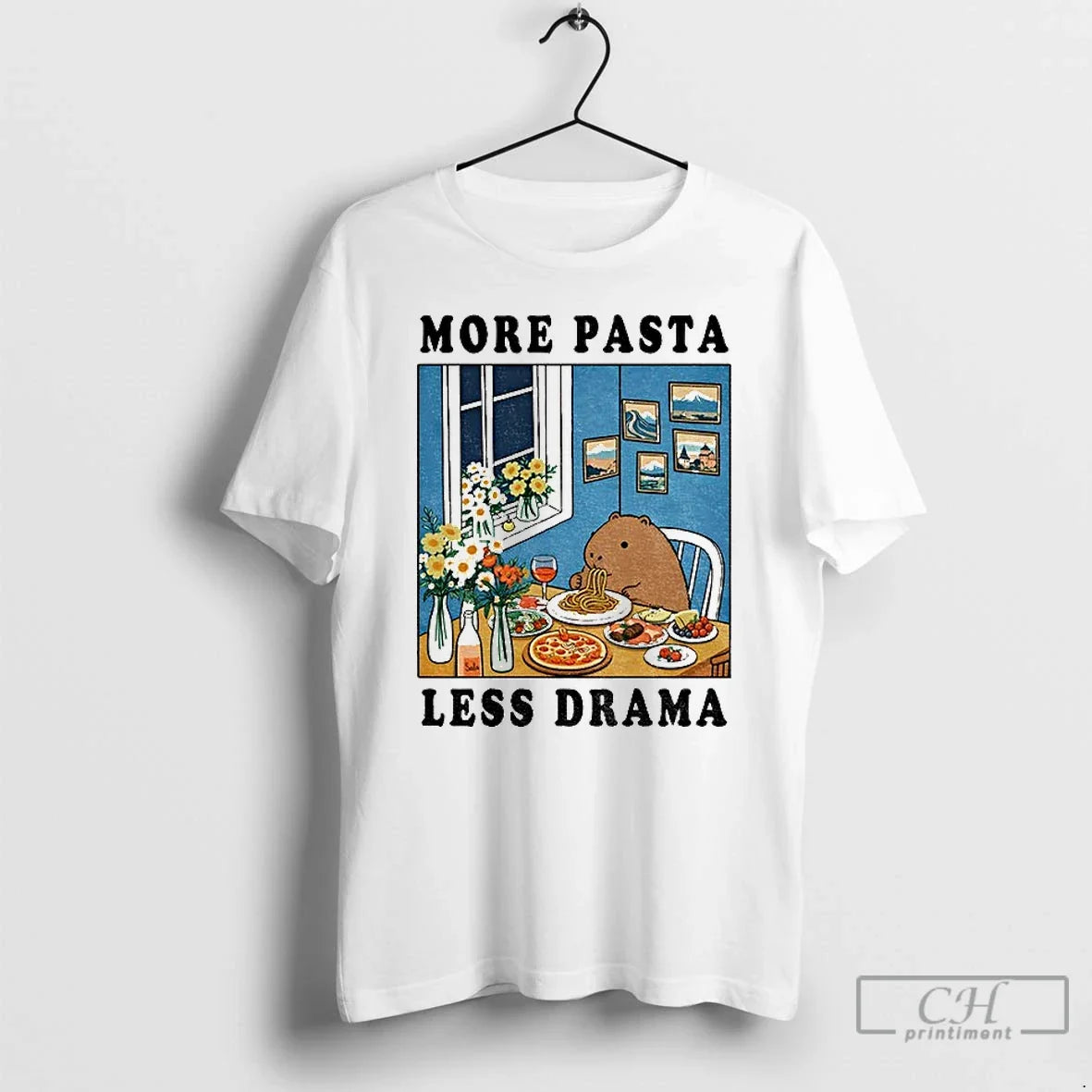 Capybara More Pasta Less Drama T-Shirts, Hoodie, Sweatshirt - T-Shirt, Sweatshirt, Hoodie