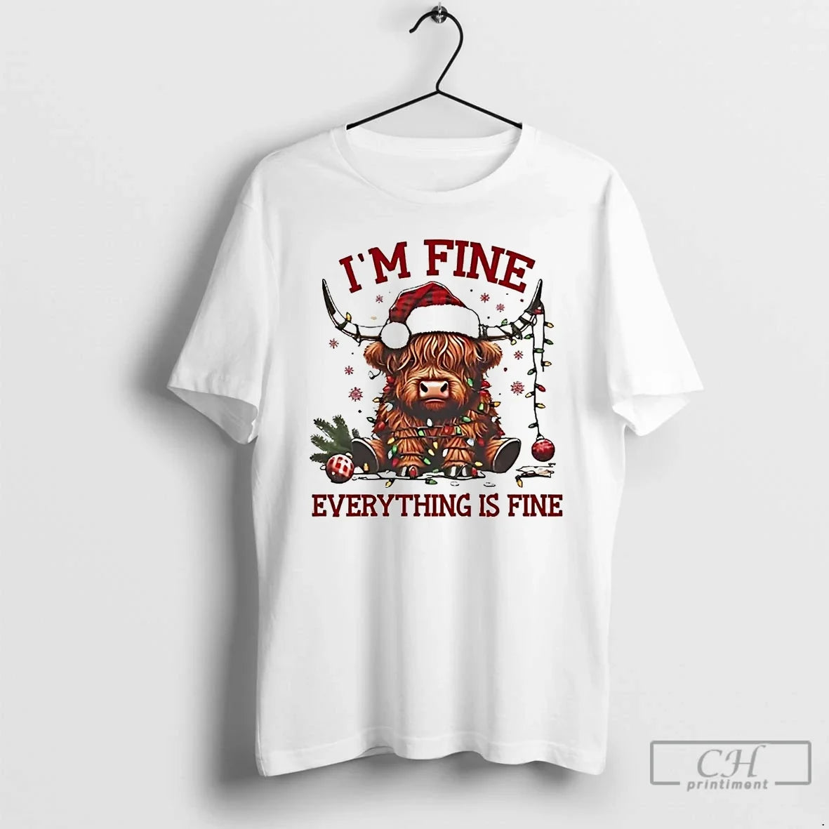 Lights Cow Im Fine Everything Is Fine T-Shirts, Hoodie, Sweatshirt - T-Shirt, Sweatshirt, Hoodie