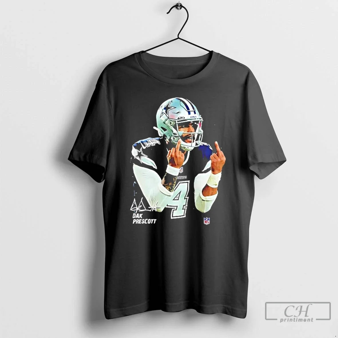 Dak Prescott Middle Finger Dallas Cowboys Signature T-Shirts, Hoodie, Sweatshirt - T-Shirt, Sweatshirt, Hoodie