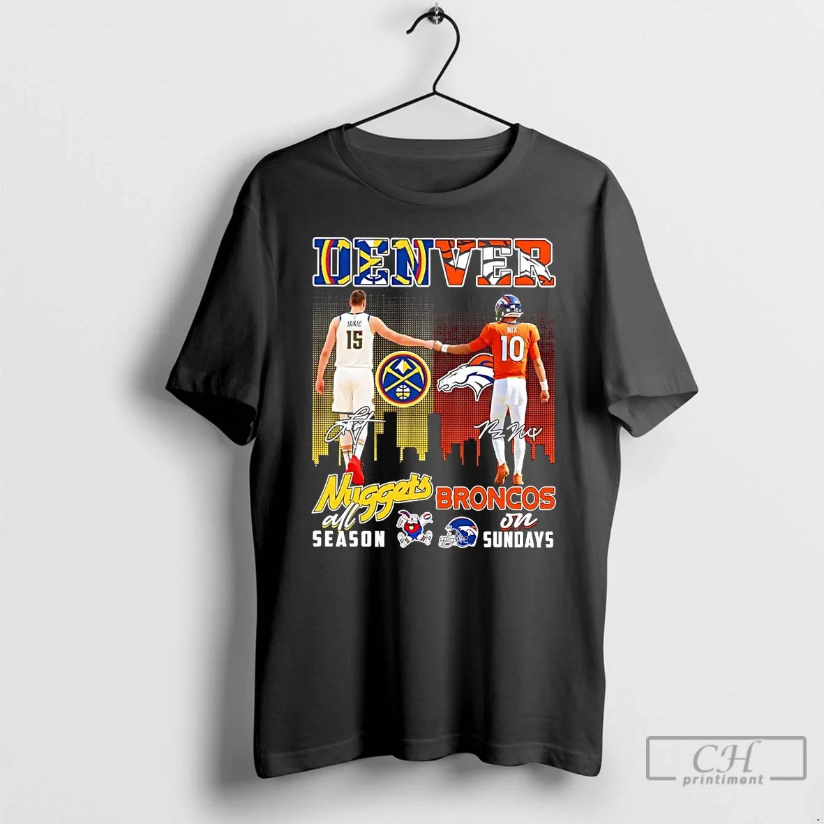 Denver Nuggets All Season Broncos Sunday Nikola Jokic Bo Nix T-Shirts, Hoodie, Sweatshirt - T-Shirt, Sweatshirt, Hoodie