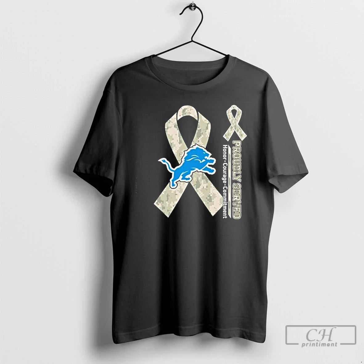 Detroit Lions Proudly Served Honor Courage Commitment T-Shirts, Hoodie, Sweatshirt - T-Shirt, Sweatshirt, Hoodie
