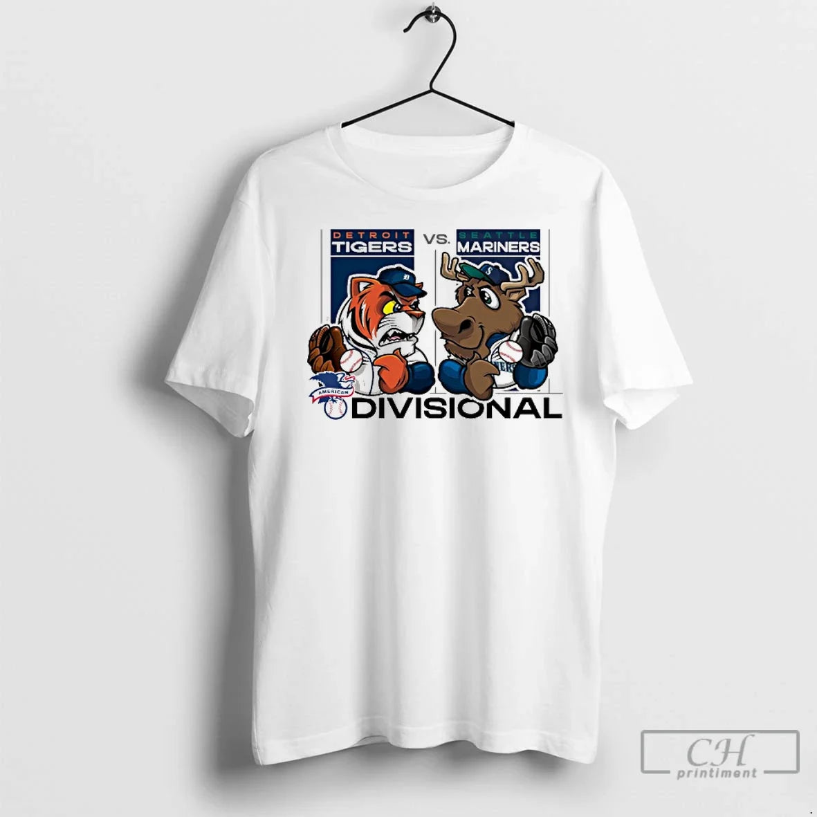 Detroit Tiger Vs Seattle Mariners 2025 Mlb American League Divisional Round Mascots T-Shirts, Hoodie, Sweatshirt - T-Shirt, Sweatshirt, Hoodie