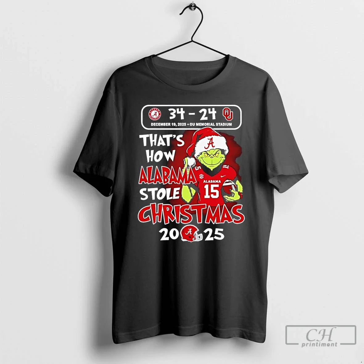 Grinch Thats How Alabama Stole 2025 Alabama 34 24 Sooners T-Shirts, Hoodie, Sweatshirt - T-Shirt, Sweatshirt, Hoodie