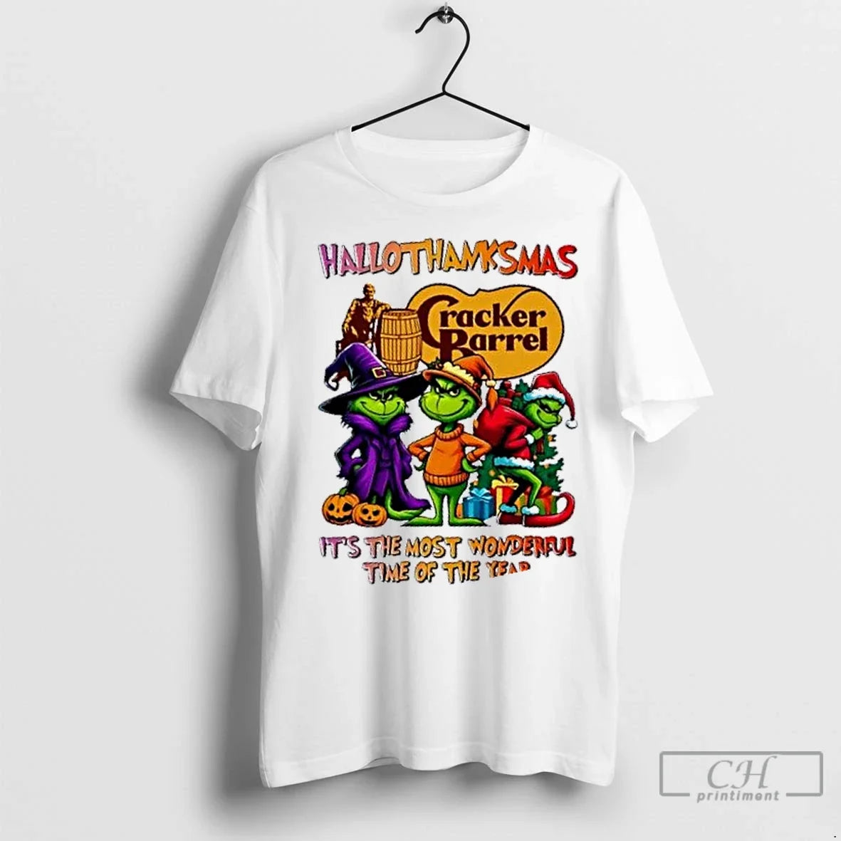 Grinch X Cracker Barrel Most Time Year Happy Hallothanksmas T-Shirts, Hoodie, Sweatshirt - T-Shirt, Sweatshirt, Hoodie