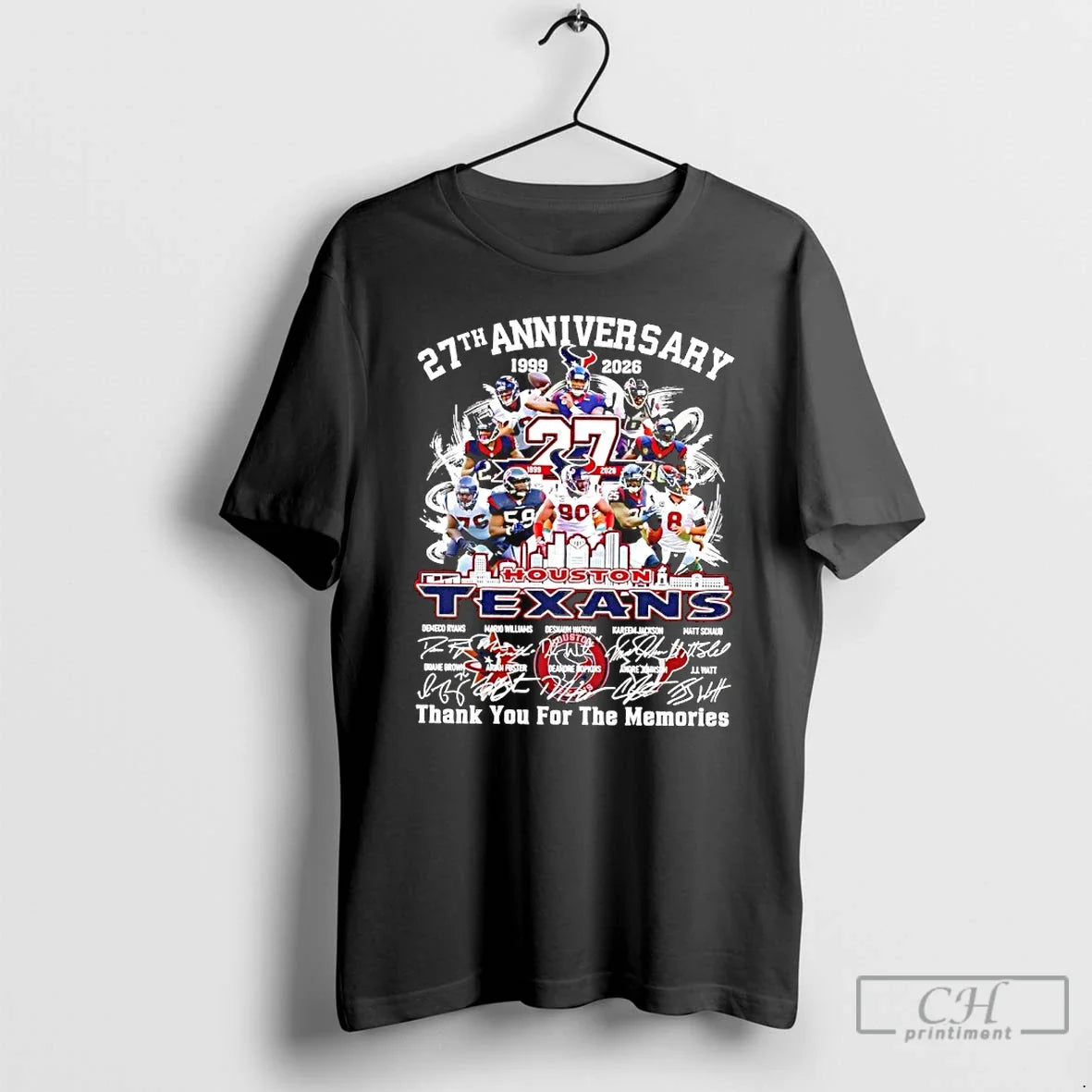 Houston Texans 27th Anniversary 1999 2026 Thank You Memories Signatures T-Shirts, Hoodie, Sweatshirt - T-Shirt, Sweatshirt, Hoodie