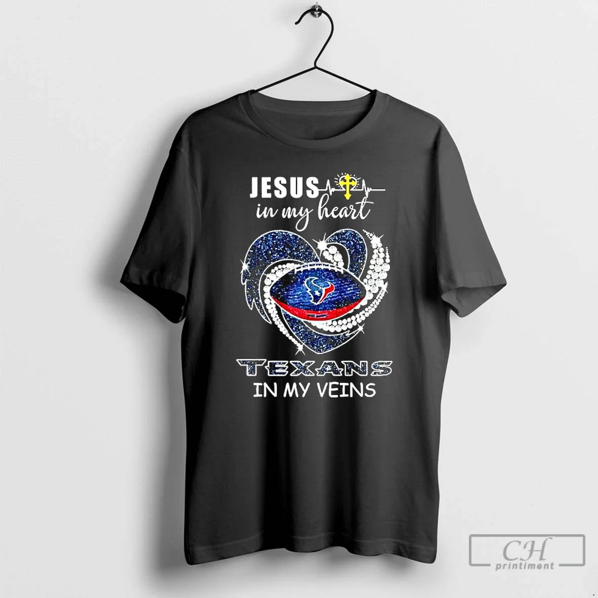 Jesus My Heart Houston Texans My Veins Heartbeat T-Shirts, Hoodie, Sweatshirt - T-Shirt, Sweatshirt, Hoodie