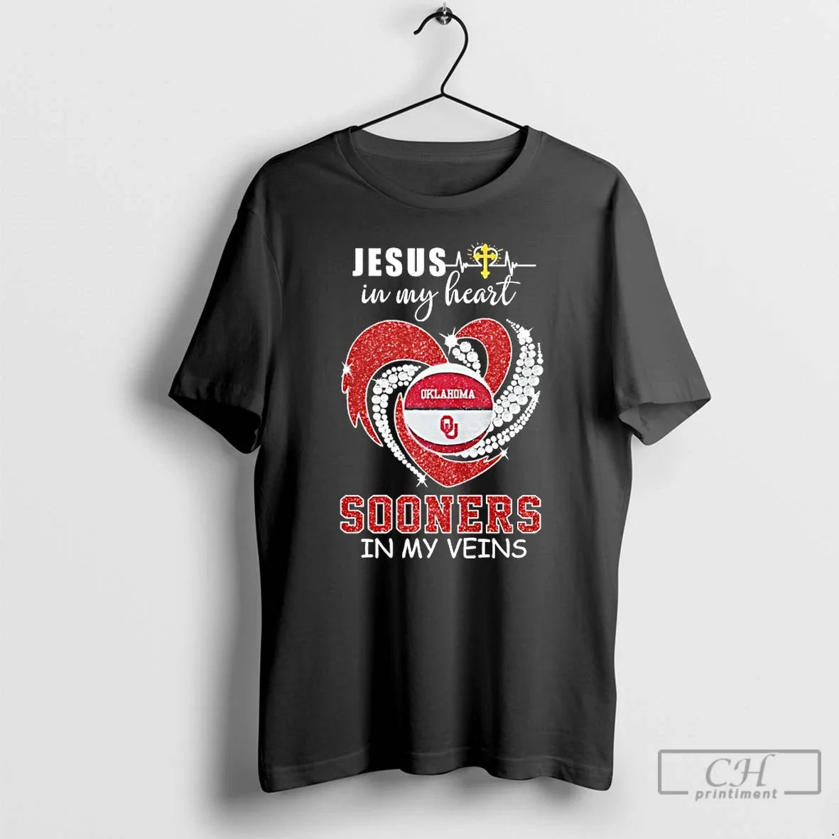 Jesus My Heart Oklahoma Sooners My Veins Diamond Heart T-Shirts, Hoodie, Sweatshirt - T-Shirt, Sweatshirt, Hoodie