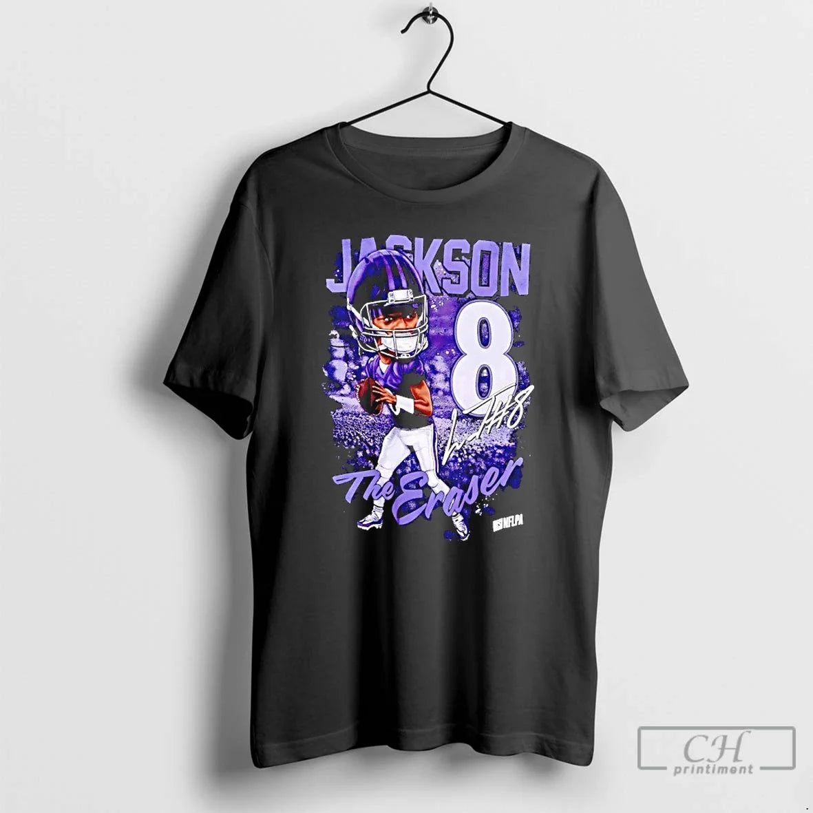 Lamar Jackson Eraser Number 8 Signature Caricature T-Shirts, Hoodie, Sweatshirt - T-Shirt, Sweatshirt, Hoodie