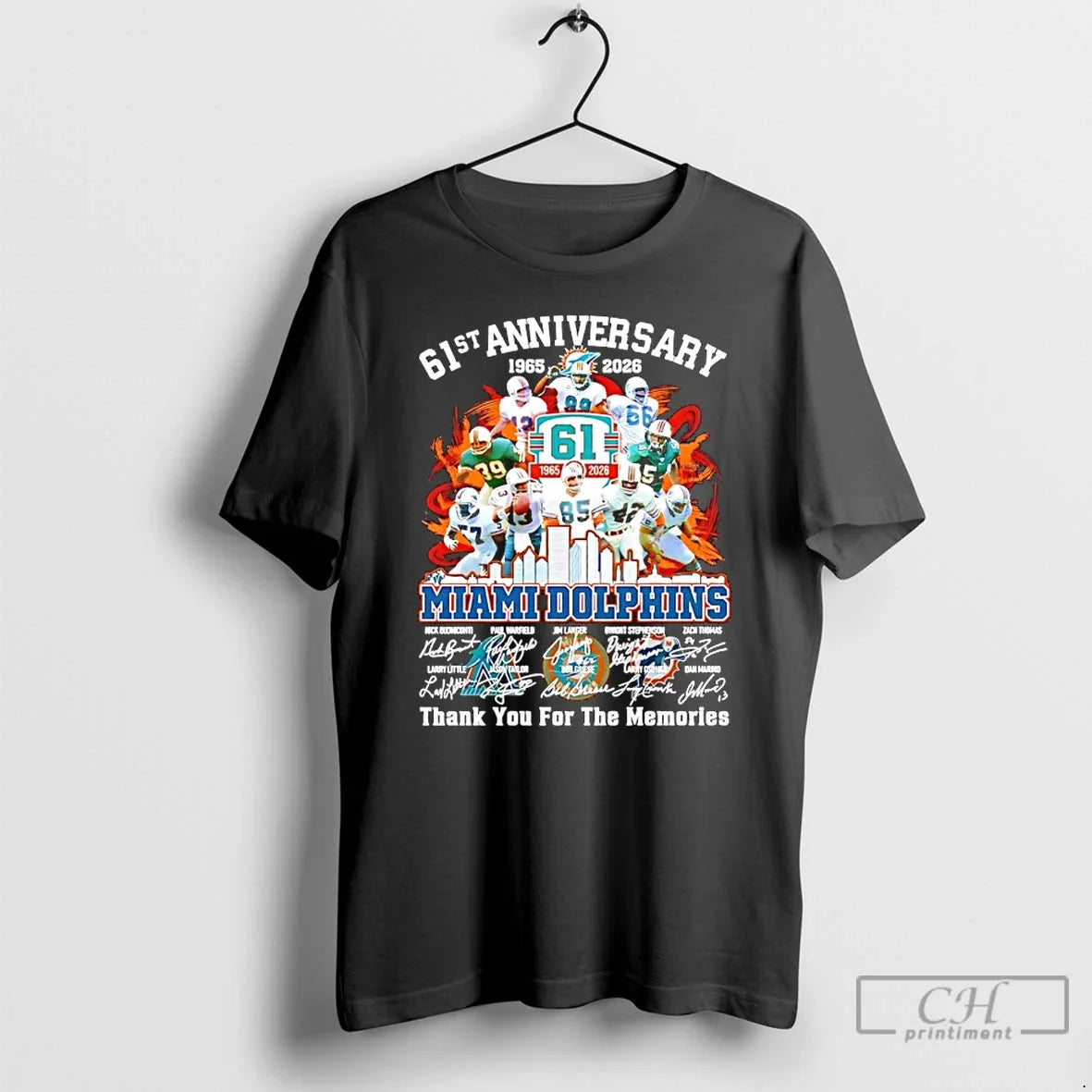 Miami Dolphins 61st Anniversary 1965 2026 Thank You Memories Signatures T-Shirts, Hoodie, Sweatshirt - T-Shirt, Sweatshirt, Hoodie