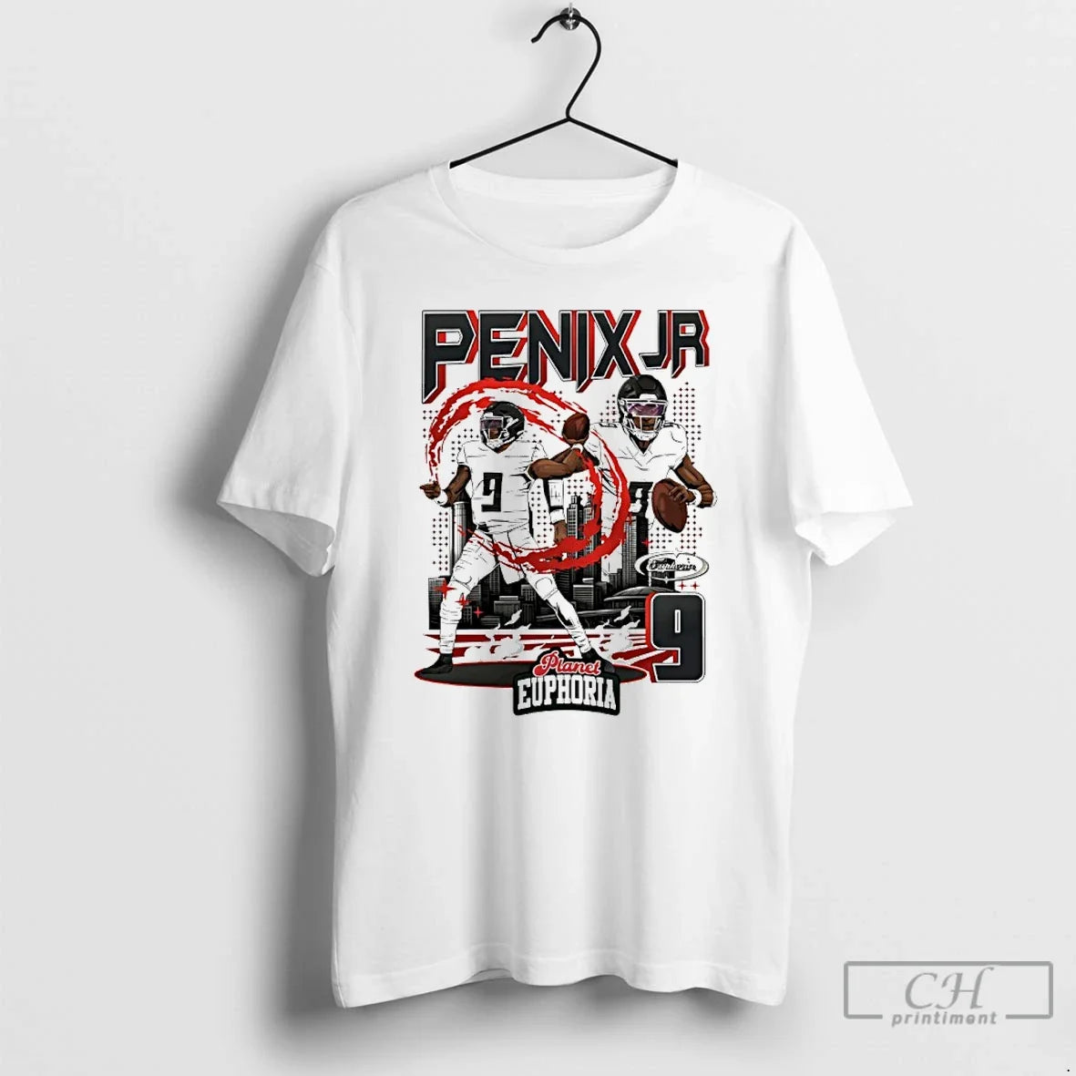 Michael Penix Jr 9 Atlanta Falcons Player Collage Skyline T-Shirts, Hoodie, Sweatshirt - T-Shirt, Sweatshirt, Hoodie