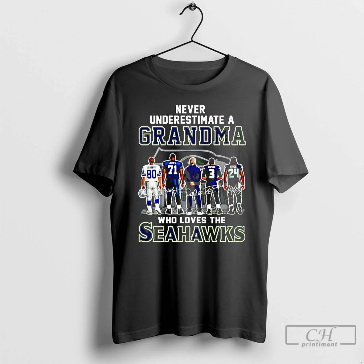 Never Underestimate Grandma Who Loves Seahawks Coach Four Player Signatures T-Shirts, Hoodie, Sweatshirt - T-Shirt, Sweatshirt, Hoodie