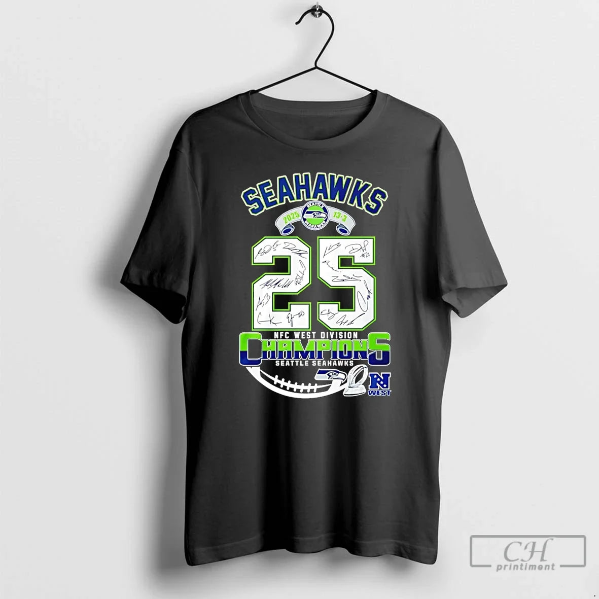 Seahawks Nfc West Champs 2025 Signatures T-Shirts, Hoodie, Sweatshirt - T-Shirt, Sweatshirt, Hoodie