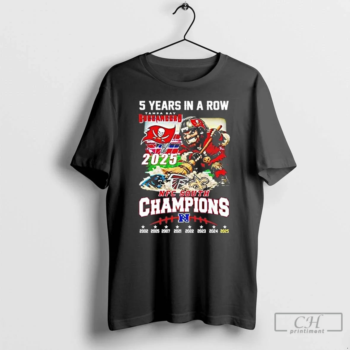 Tampa Bay Buccaneers 5 Years Row 2025 Nfc South Champions T-Shirts, Hoodie, Sweatshirt - T-Shirt, Sweatshirt, Hoodie
