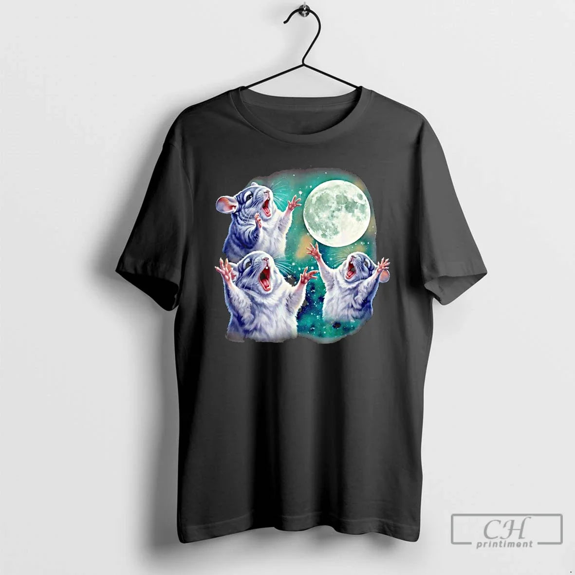 Three Chinchillas Howling Moon Cute Animal Meme T-Shirts, Hoodie, Sweatshirt - T-Shirt, Sweatshirt, Hoodie