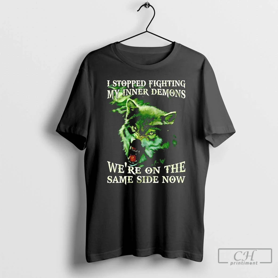 Wolf I Stopped Fighting My Inner Demons Were Same Side Now T-Shirts, Hoodie, Sweatshirt - T-Shirt, Sweatshirt, Hoodie