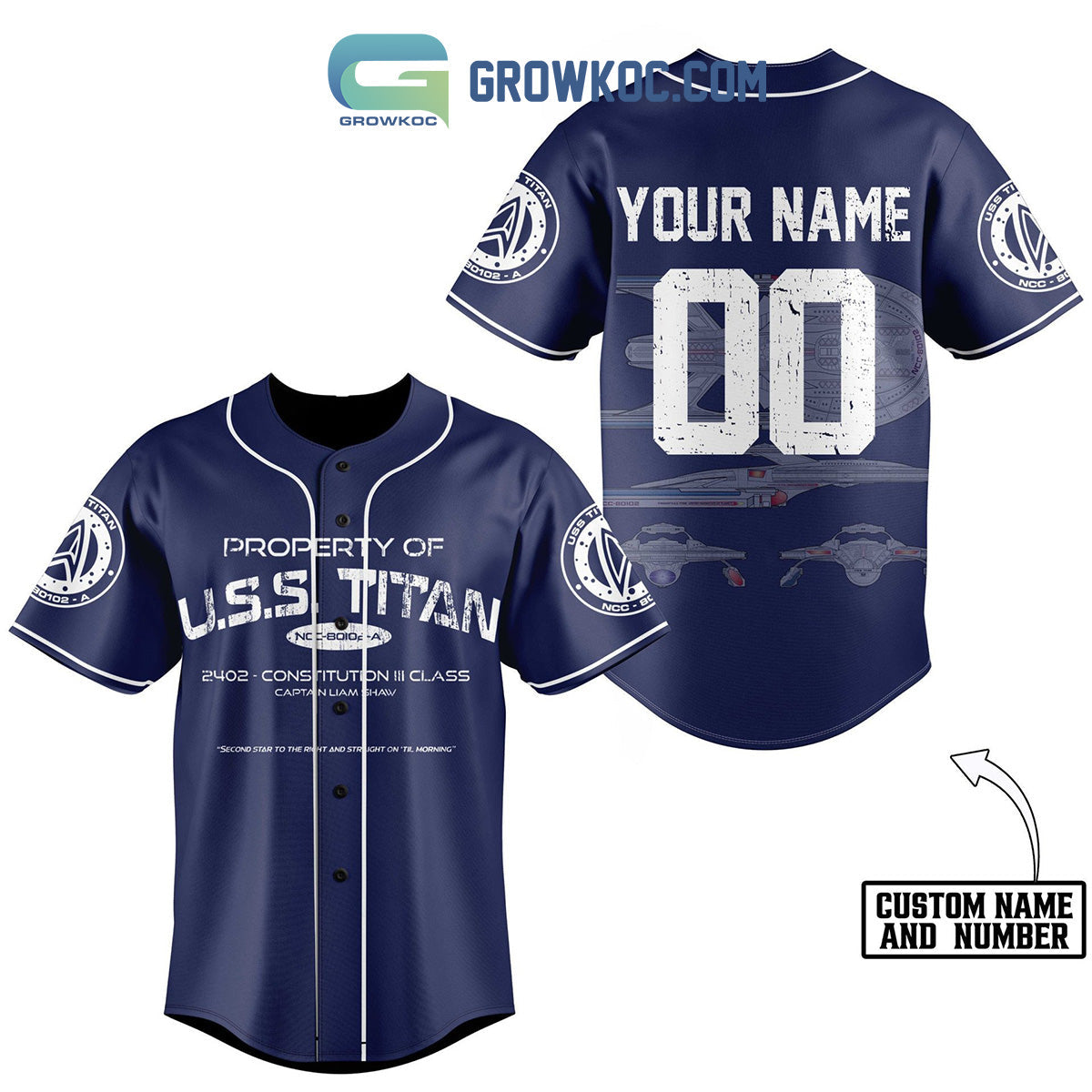 Property Of USS Titan 2402 Constitution III Class Personalized Baseball Jersey Unisex T-shirt, Sweatshirt, Hoodie, Long Sleeve Tee - T-Shirt, Sweatshirt, Hoodie