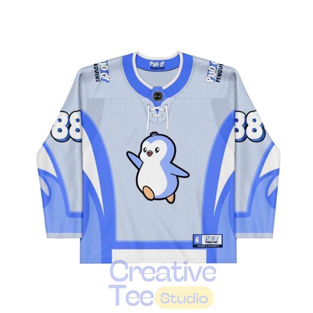 Pudgy Penguins Special Edition Hockey Jersey  Blue Unisex T-shirt, Sweatshirt, Hoodie, Long Sleeve Tee - T-Shirt, Sweatshirt, Hoodie