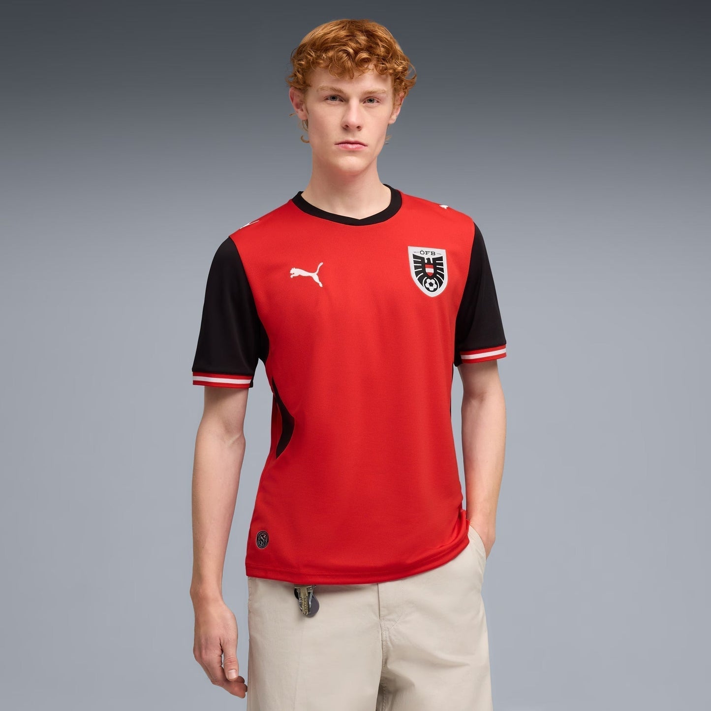 Puma Austria National Team 2026 Home Supporter Edition Jersey Red/Black sports jersey product view 3