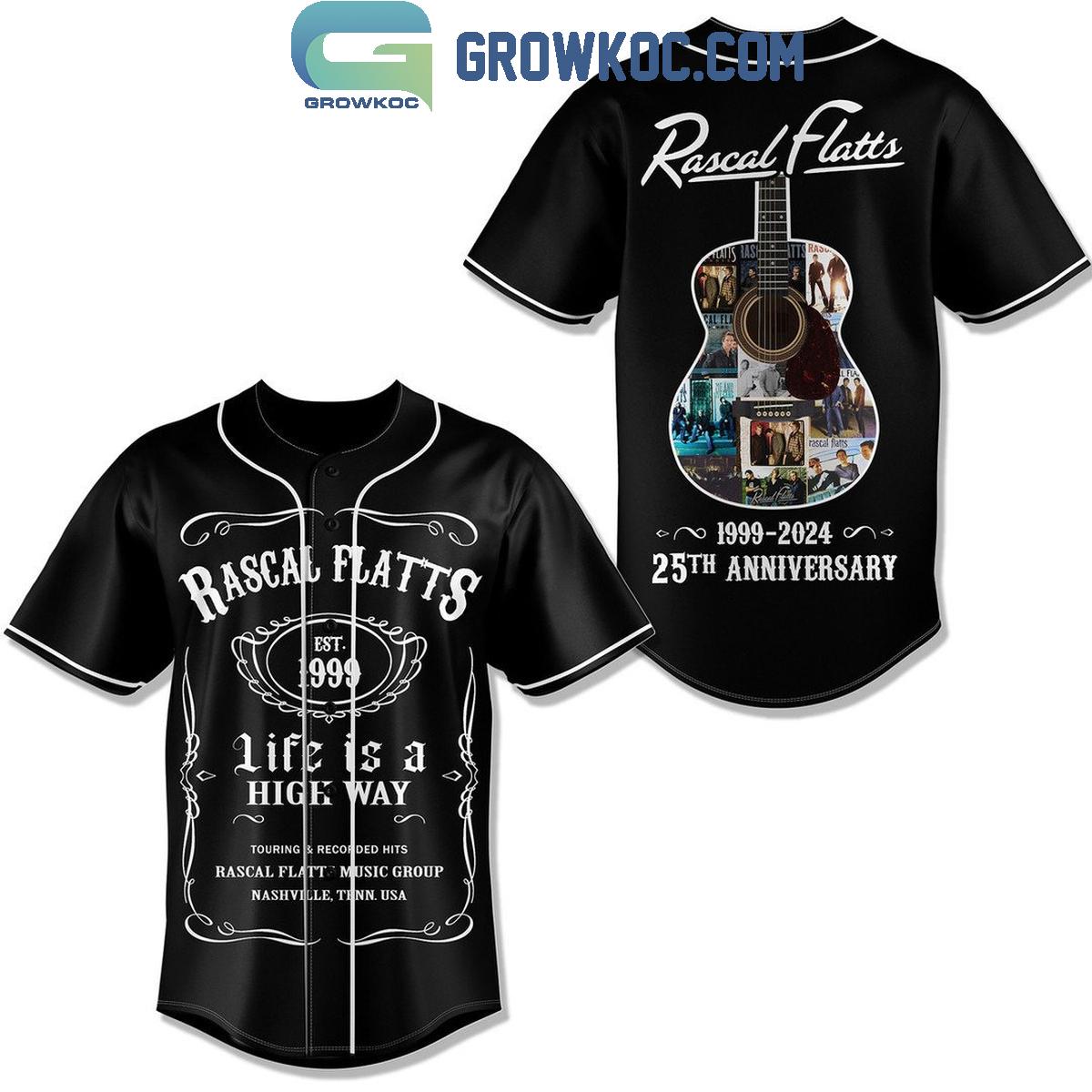 Rascal Flatts 1999-2024 Life Is A High Way 25th Anniversary Baseball Jersey Unisex T-shirt, Sweatshirt, Hoodie, Long Sleeve Tee - T-Shirt, Sweatshirt, Hoodie