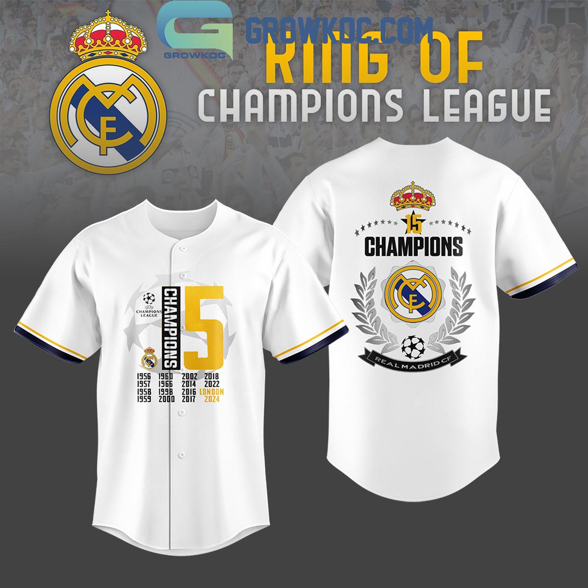 Real Madrid King Of Champions League Personalized Baseball Jersey Unisex T-shirt, Sweatshirt, Hoodie, Long Sleeve Tee - T-Shirt, Sweatshirt, Hoodie