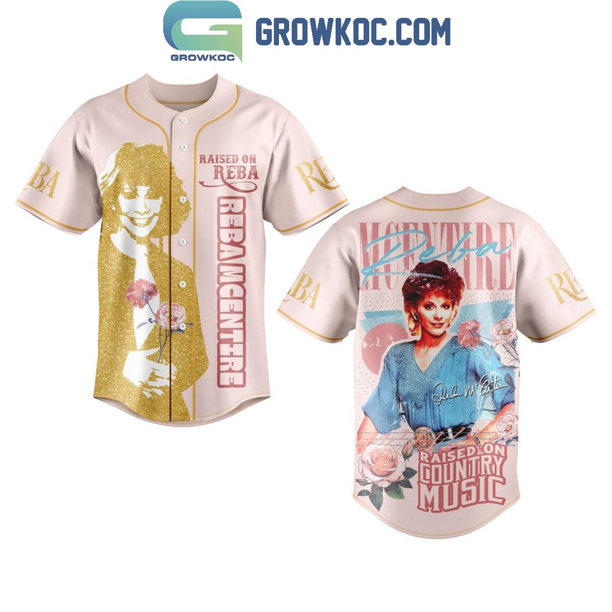 Reba McEntire Raised On Country Music Baseball Jersey Unisex T-shirt, Sweatshirt, Hoodie, Long Sleeve Tee - T-Shirt, Sweatshirt, Hoodie