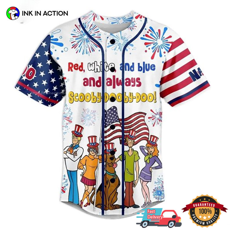 Red White And Blue And Always Scooby Doo USA Independence Day Baseball Jersey Unisex T-shirt, Sweatshirt, Hoodie, Long Sleeve Tee - T-Shirt, Sweatshirt, Hoodie