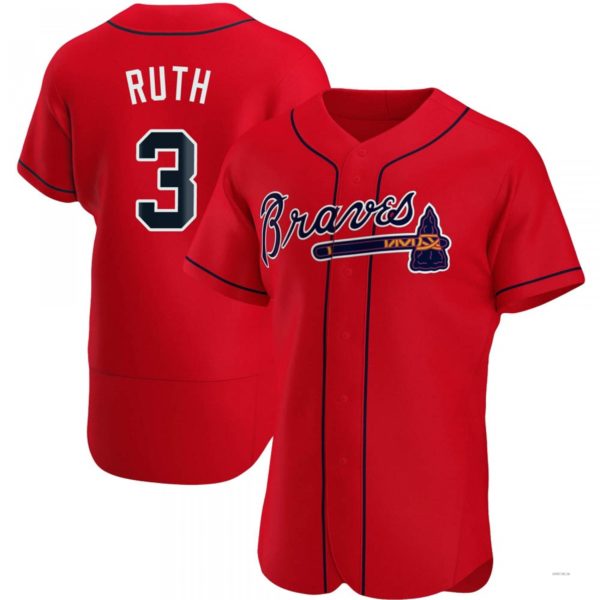 Atlanta Braves #3 Babe Ruth Navy Red Alternate Jersey Stitches Baseball Jerseys baseball jersey product view 1